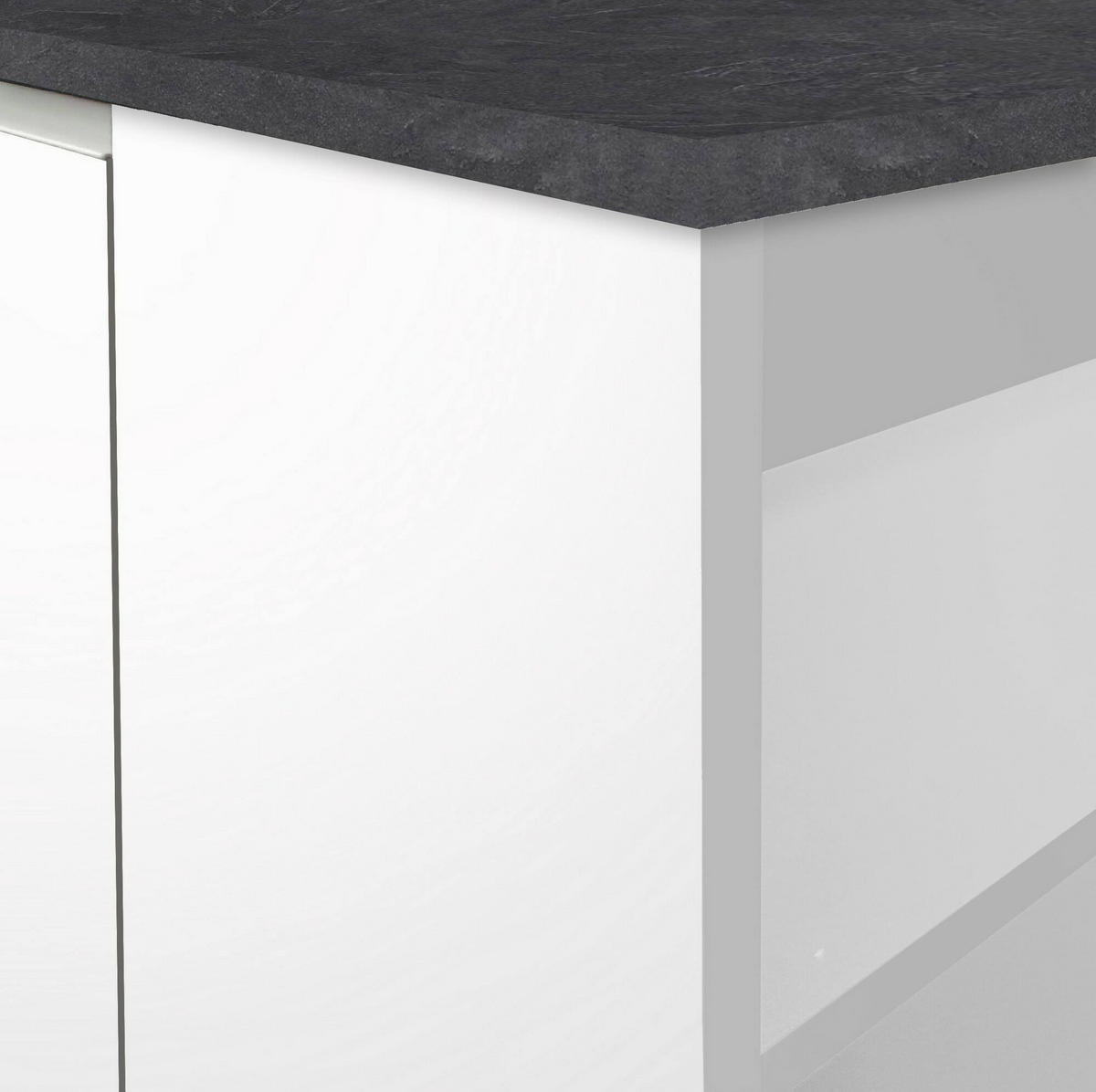 KÜCHENINSEL Glänzendes Weiß, Schiefer 90/160/90 cm - Schieferfarben/Weiß, Holzwerkstoff (160/90/90cm) - DMORA