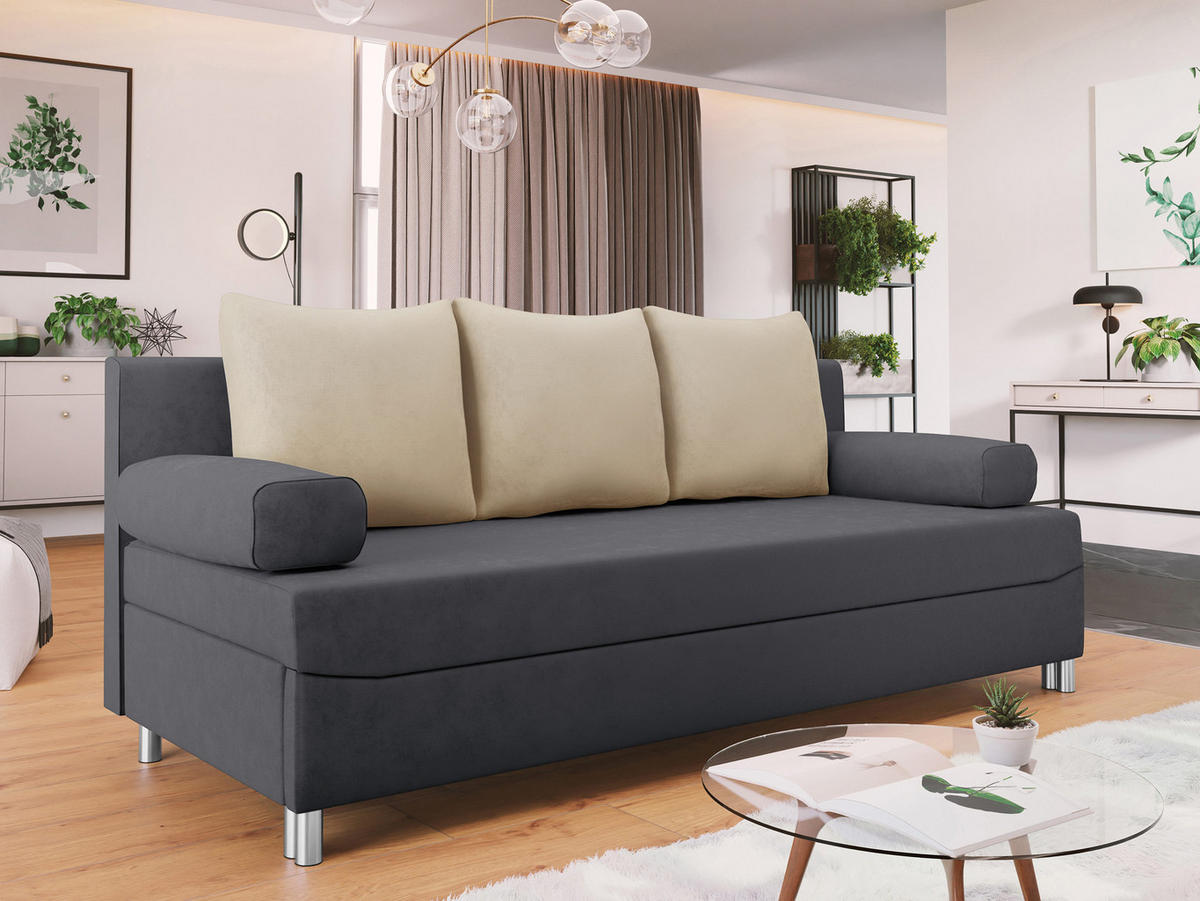 SCHLAFSOFA Dover - Chromfarben/Dunkelgrau, Holz/Kunststoff (192/86/80cm) - MIRJAN24