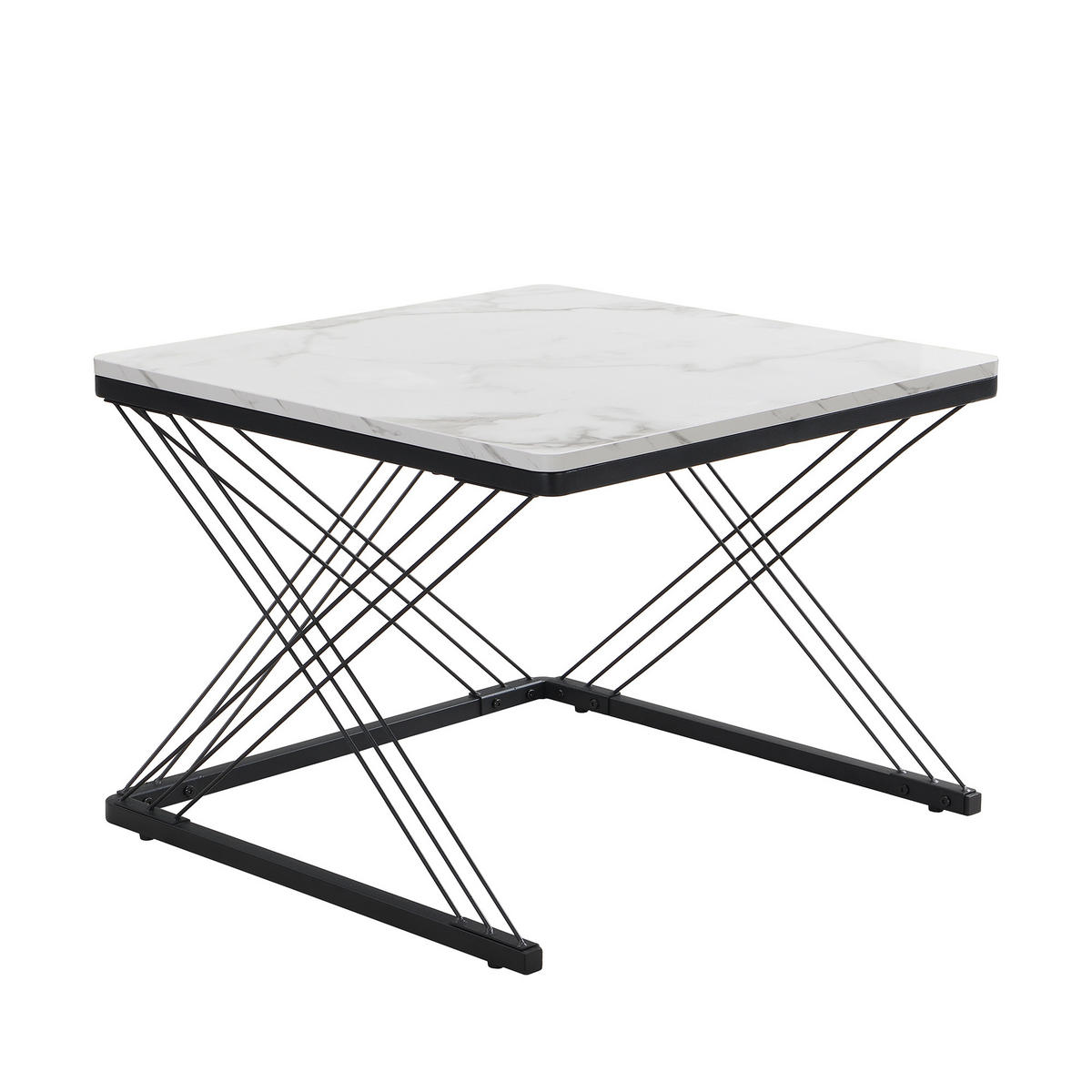 COUCHTISCH DE-170 Hochglanz Marmoroptik - Weiß, Holzwerkstoff (60/60/45cm) - ComfortXL