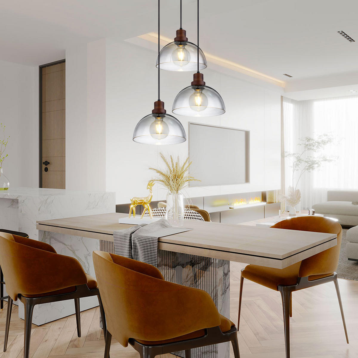 HÄNGELEUCHTE Metall Glas Grau Rauchoptik - Grau, Glas (47/47/150cm)