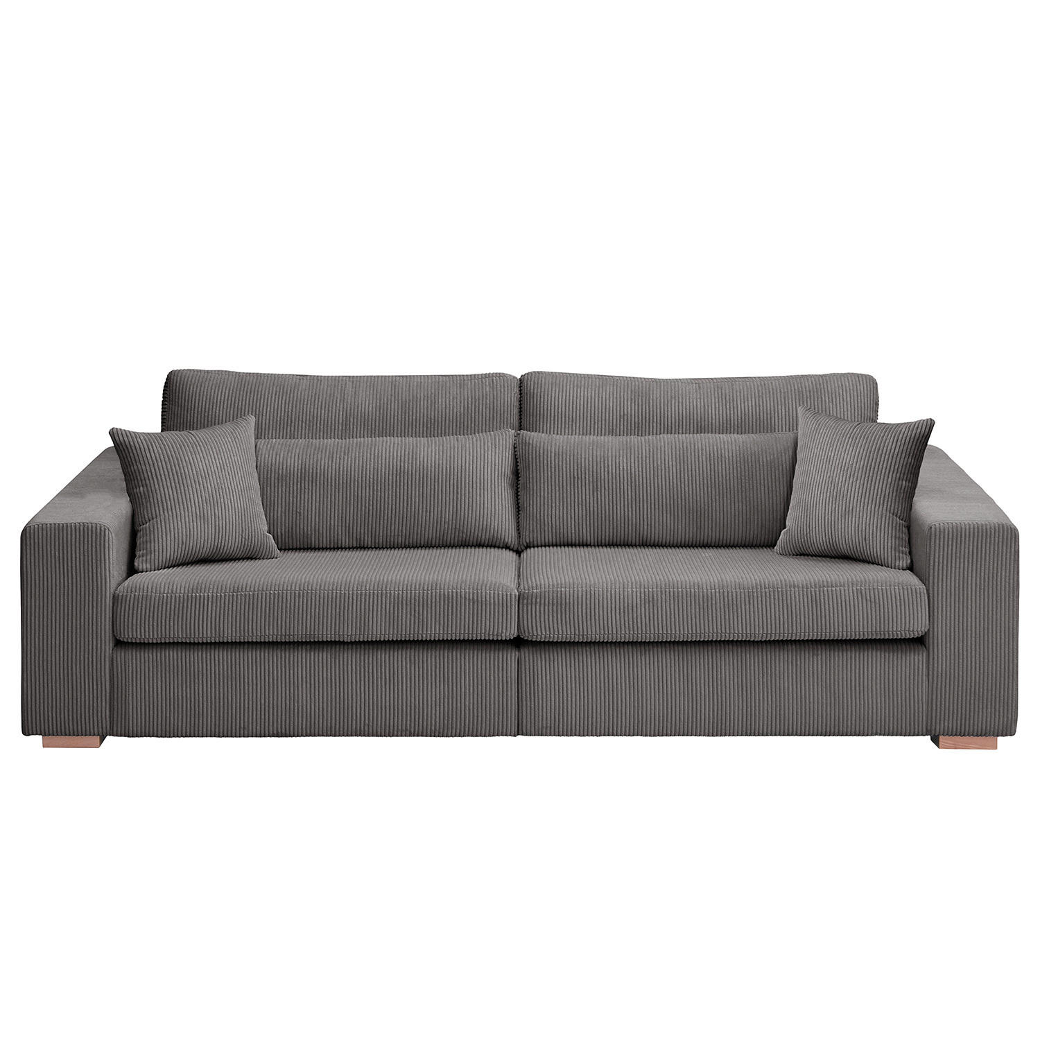 BIG-SOFA - Buchefarben/Grau, Holz (254/85/104cm) - home24