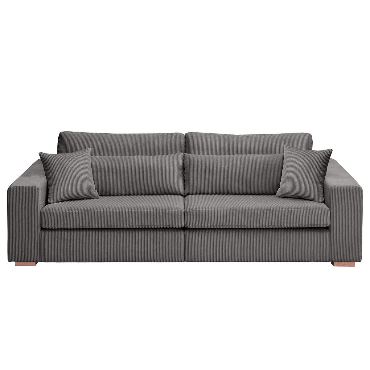 BIG-SOFA - Buchefarben/Grau, Holz (254/85/104cm) - home24