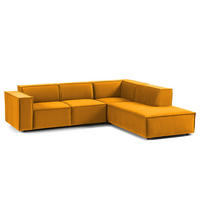 ECKSOFA mit Ottomane - Gelb/Schwarz, Kunststoff/Textil (260/234cm) - home24