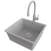 GRANITSPÜLE Venedig Slim Easy, 2-er set Grau 46/44 cm 1 Becken + Küchenarmatur 38/14 cm + Ablauf-Set ab 50er Unterschrank - Chromfarben/Grau, Kunststoff (46/20/44cm) - Primagran