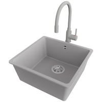 GRANITSPÜLE Venedig Slim Easy, 2-er set Grau 46/44 cm 1 Becken + Küchenarmatur 38/14 cm + Ablauf-Set ab 50er Unterschrank - Chromfarben/Grau, Kunststoff (46/20/44cm) - Primagran