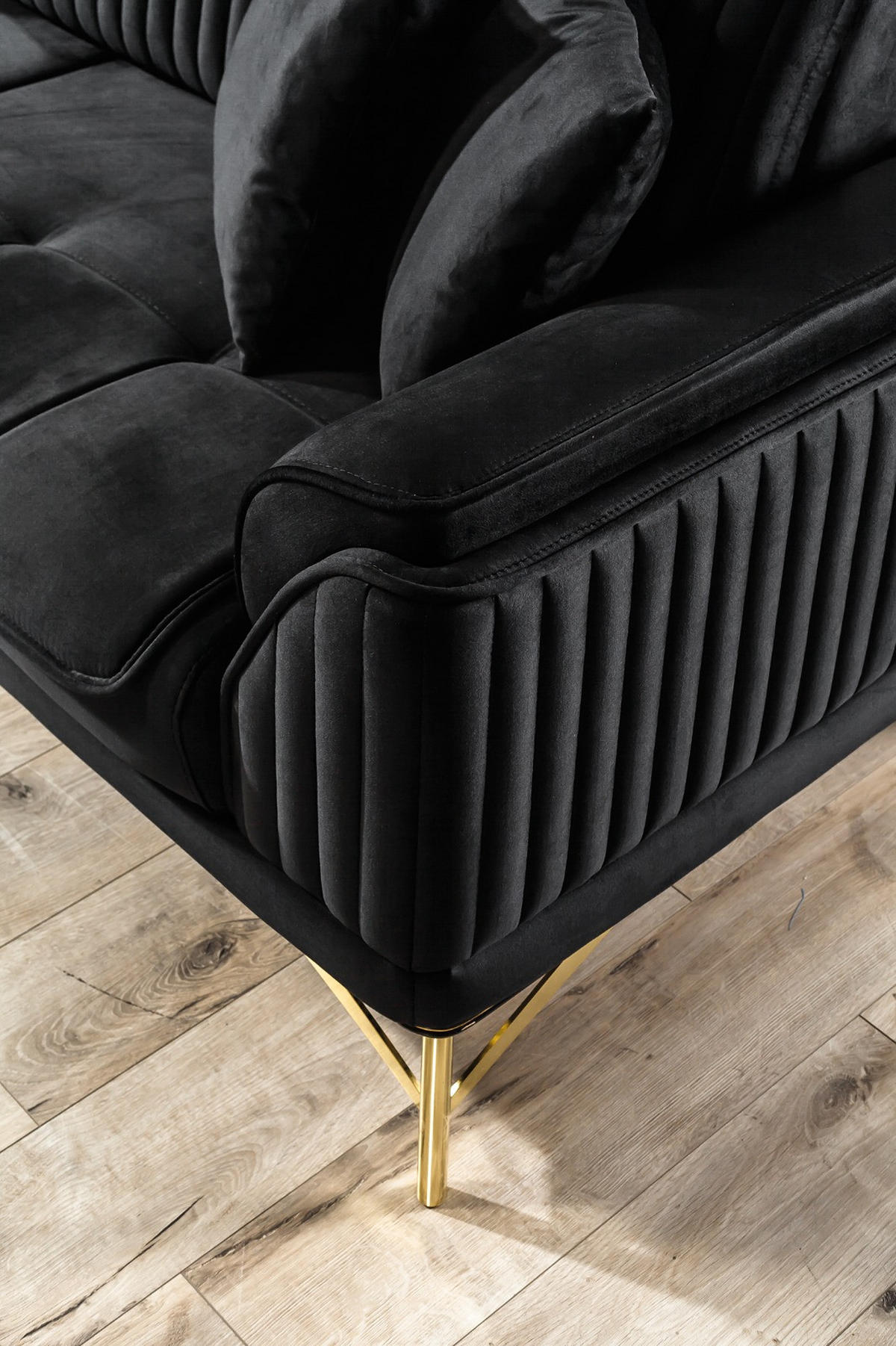 SITZGARNITUR Bond Grau Stellvariante:2+2 - Schwarz, Holz (187/85/100cm) - Villa Möbel