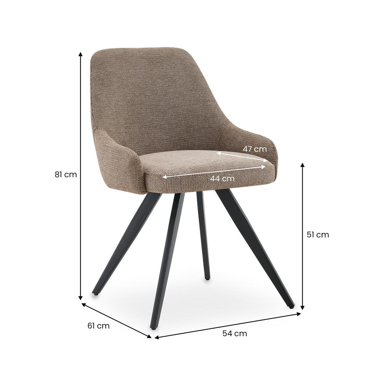 ESSZIMMERSTÜHLE VIGO 2er-Set greige - Greige, Textil (54/81/61cm) - IDIMEX