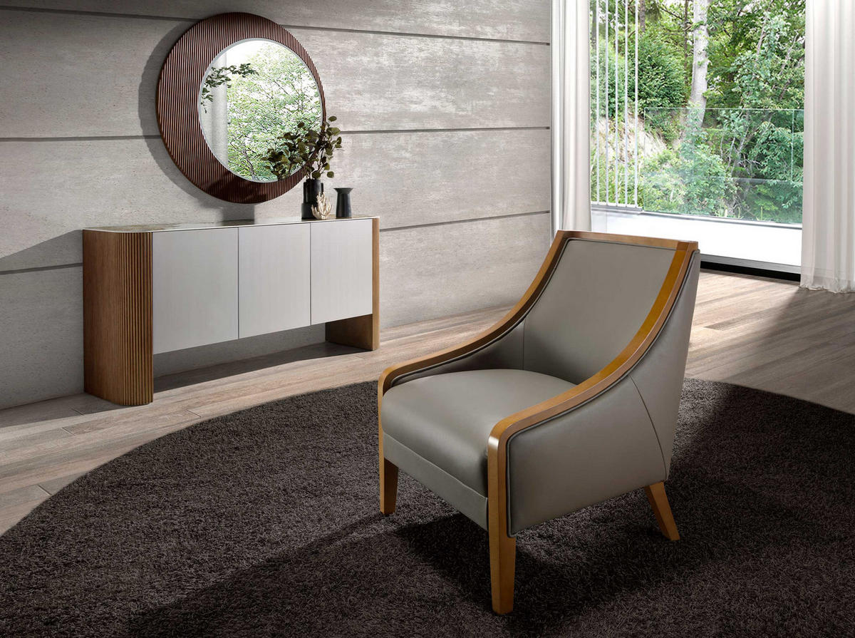 SESSEL Grau Honig 68/88/87 cm - Grau/Honig, Leder (68/87/88cm) - ANGEL CERDA