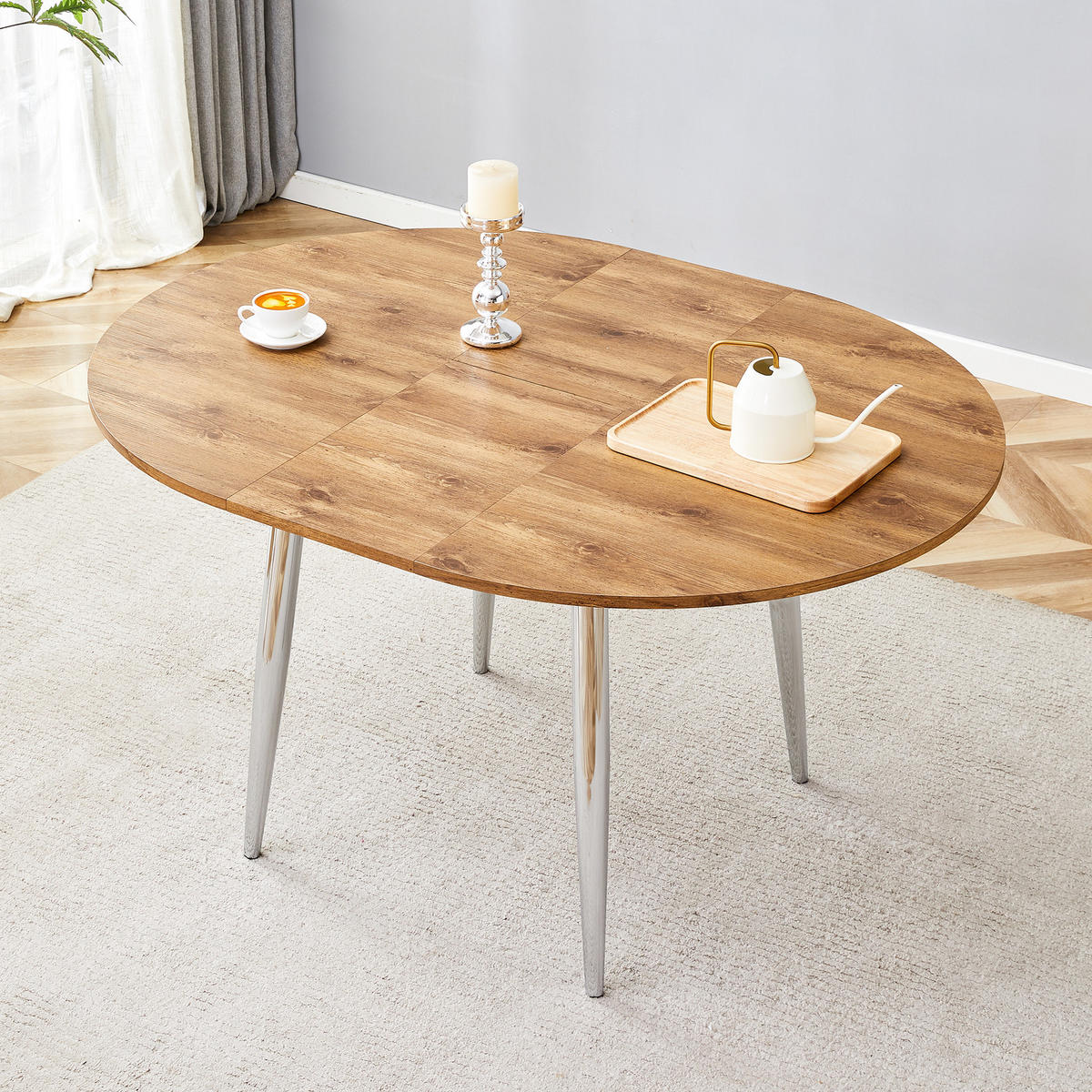 ESSTISCH ausziehbar 107-137 cm DE-40074 Weiß - Naturfarben, Holzwerkstoff (107/137/75cm) - ComfortXL