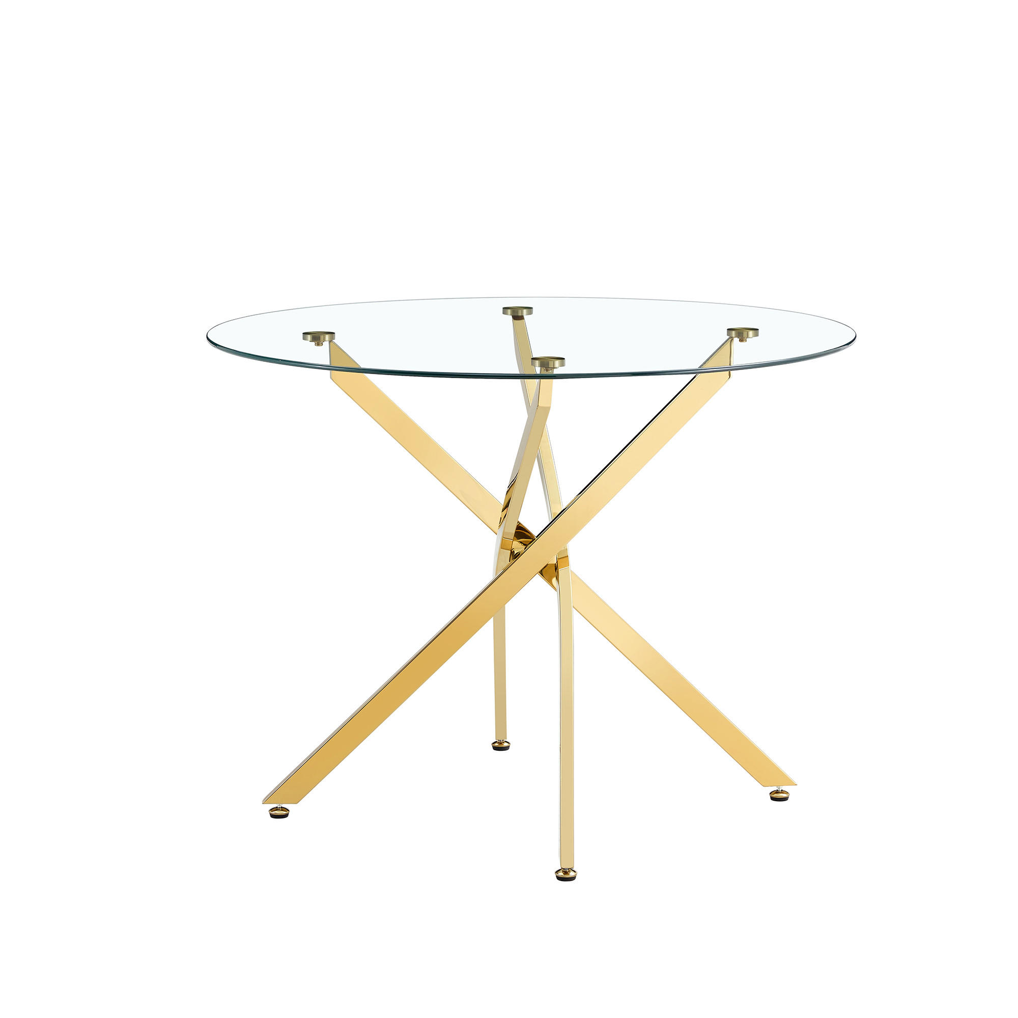 ESSTISCH Transparent/Goldfarben Ø 88/75 cm - Goldfarben, Holz (88/88/75cm) - PANGIVO