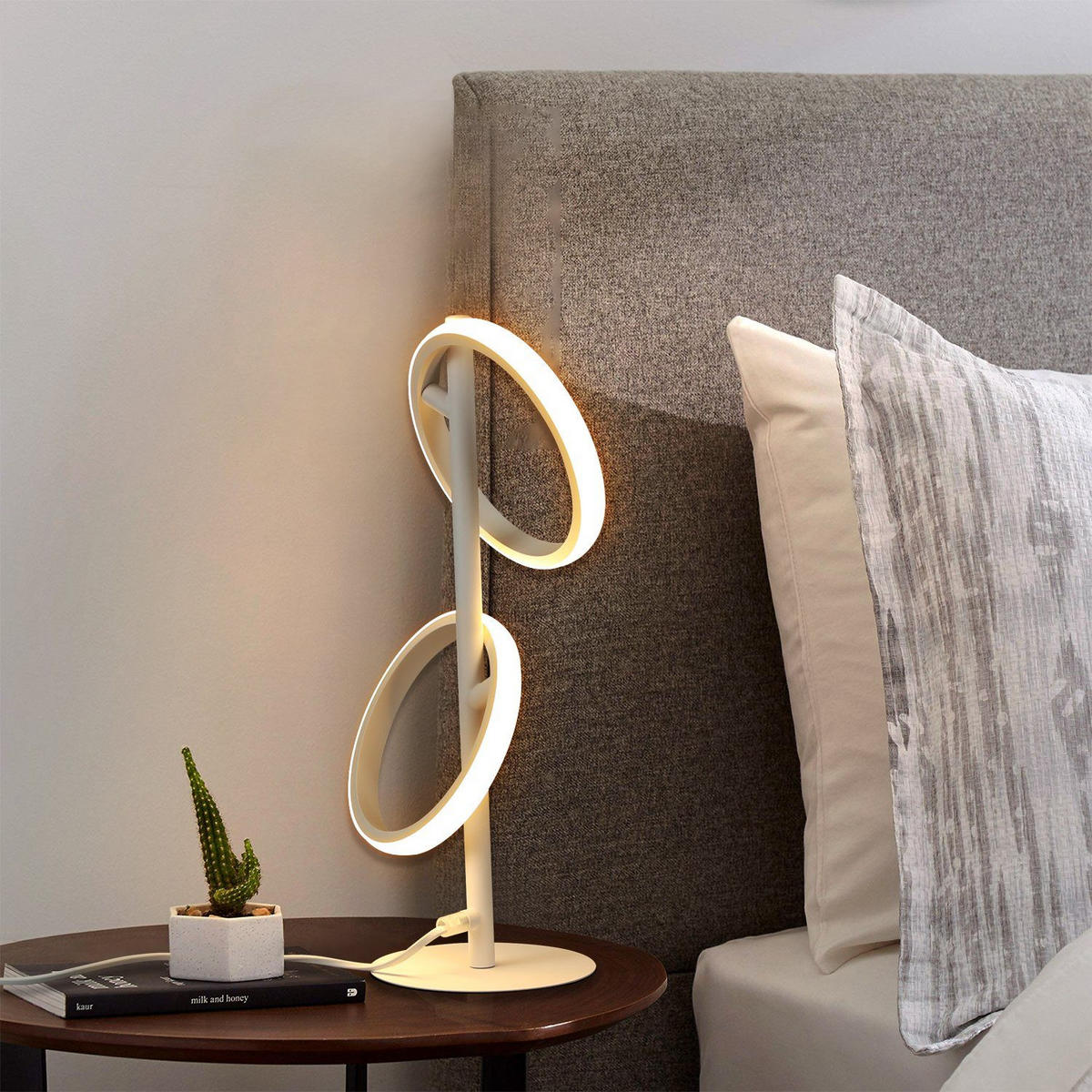 LED stolní lampa večerní 22/15,5/45,6 cm - bílá, kov (22/15.5/45.6cm) - Nettlife