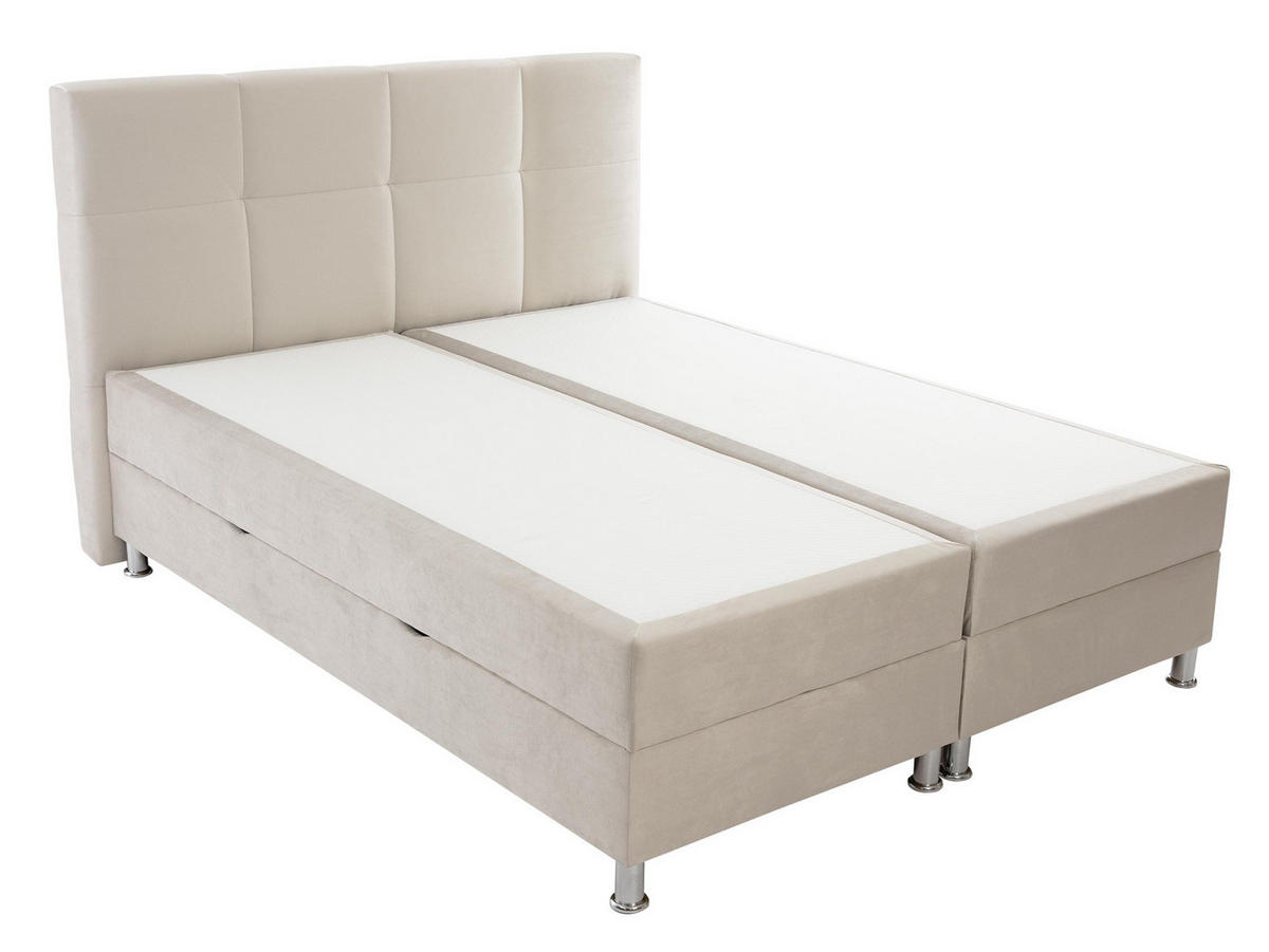 BOXBETT Dave - Chromfarben/Dunkelblau, Holz/Textil (140/200cm) - MIRJAN24