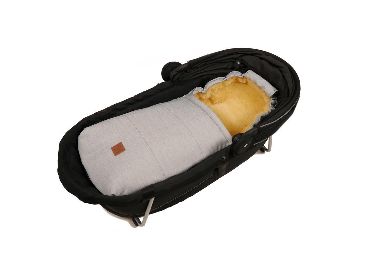 LAMMFELL-BABYSCHALENFUSSSACK Emma, denim light grey - Hellgrau, Fell (37/7/80cm) - Kaiserbaby