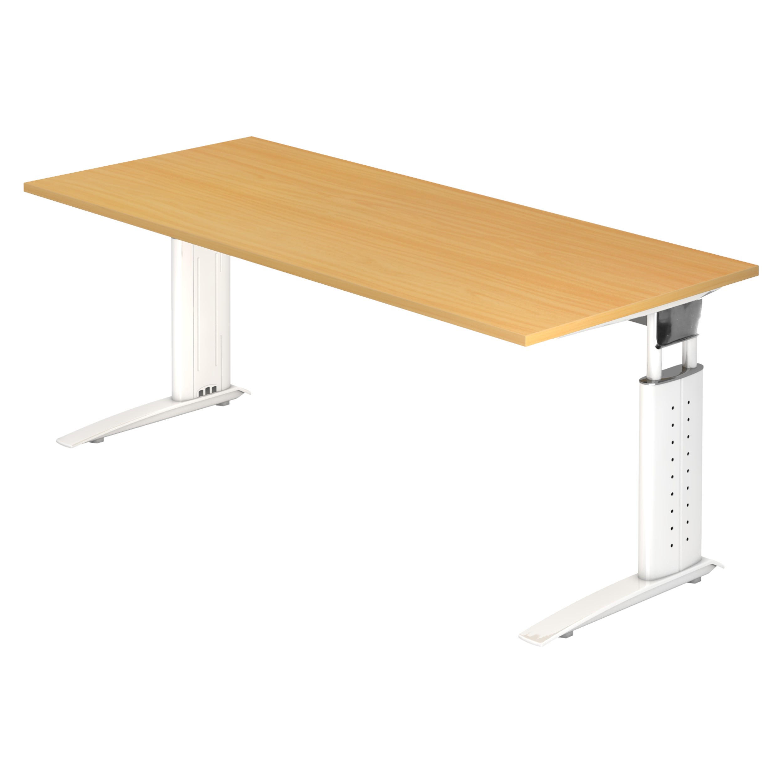 SCHREIBTISCH Serie-U 80/180/74 cm in Buchefarben/Weiß - Buchefarben/Weiß, Holzwerkstoff (80/180/74cm) - bümö