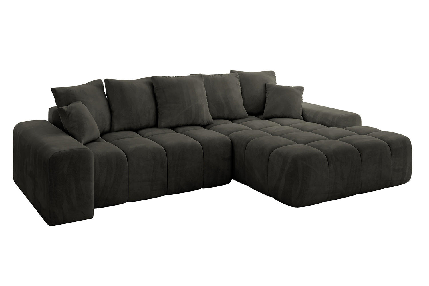 ECKSOFA Ottomane Rechts ENSI-L - 267x164x88 cm Schwarz - Schwarz, Holzwerkstoff/Kunststoff (164/267cm) - ALTDECOR