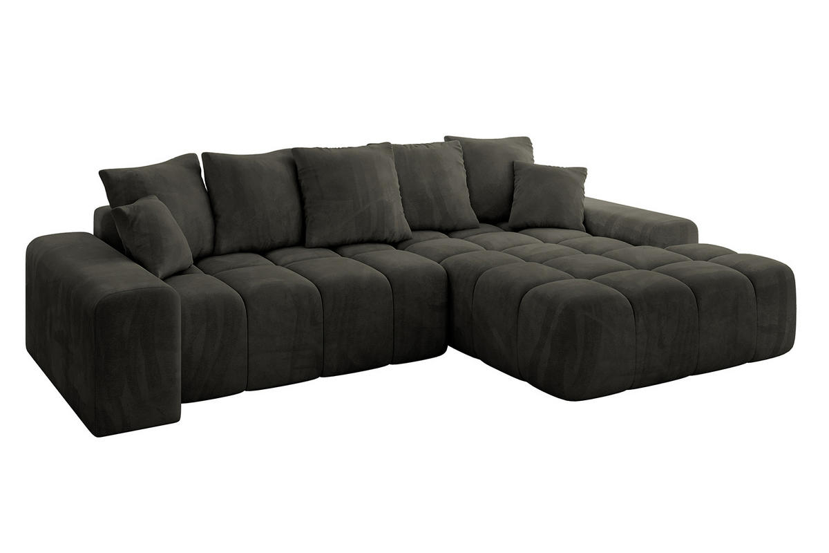 ECKSOFA Ottomane Rechts ENSI-L - 267x164x88 cm Schwarz - Schwarz, Holzwerkstoff/Kunststoff (164/267cm) - ALTDECOR