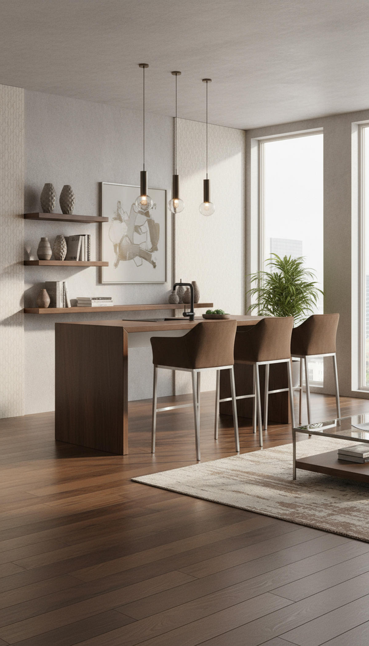 BARHOCKER Damaskus E Samt mit 4-Fuß Gestell braun - Edelstahlfarben/Braun, Textil/Metall (64/110/48cm) - TPFLiving