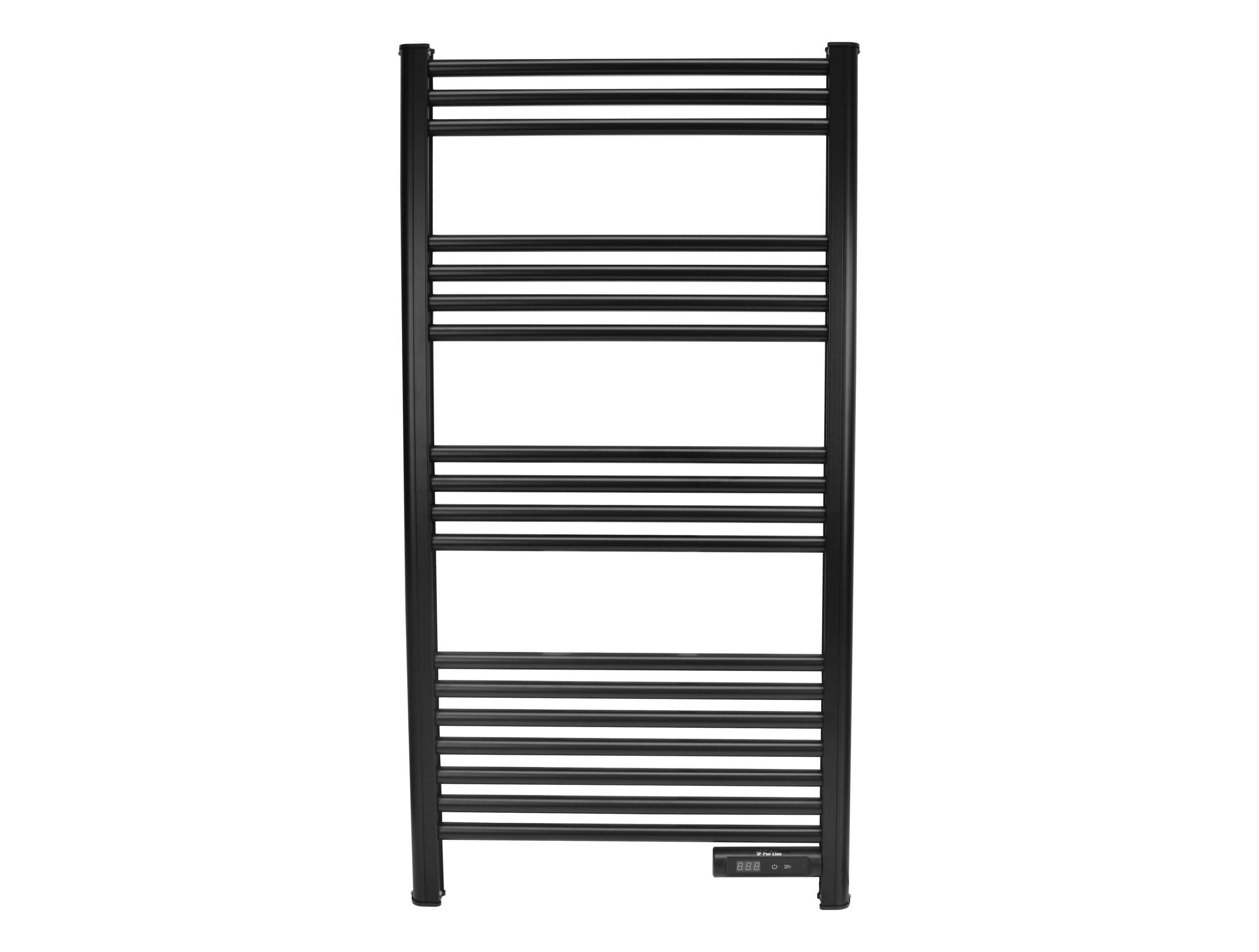 HANDTUCHTROCKNER Schwarz mit Elektrosystem und Wandhalterung 500 W - Schwarz, Metall (54/107/4cm) - Purline