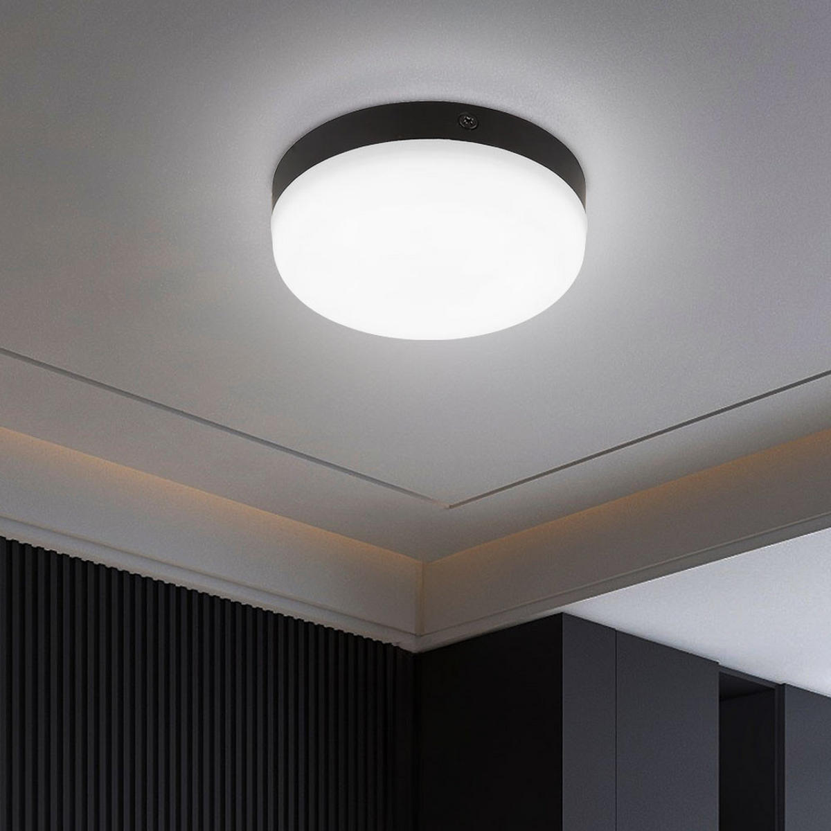 LED DECKENLEUCHTE Matthew Schwarz - Schwarz, Kunststoff (12/12/4.5cm) - Globo Lighting