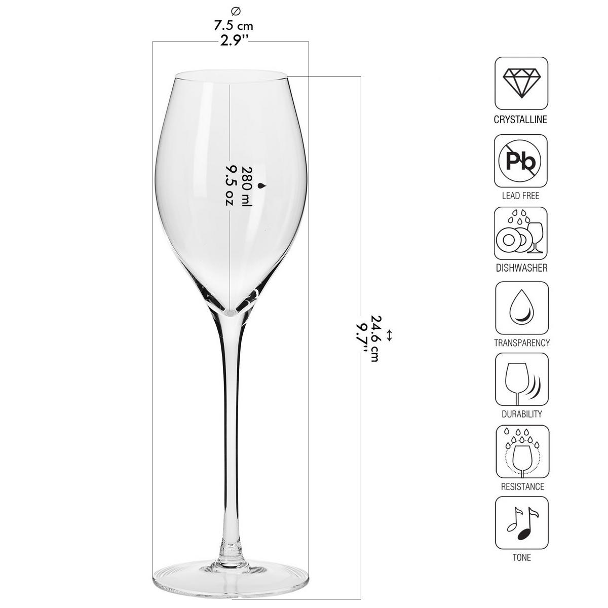 PROSECCO-GLÄSER, 6er-Set, 280 ml - Transparent, Glas (0.28L) - Krosno Glass