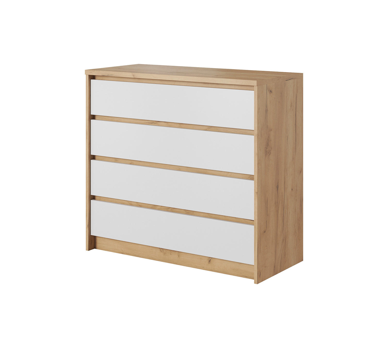 KOMMODE Xelo Wildeiche Gold / weiß 92 / 40,5 / 90cm - Braun/Weiß, Holz/Holzwerkstoff (92/90/41cm) - Feldmann-Wohnen