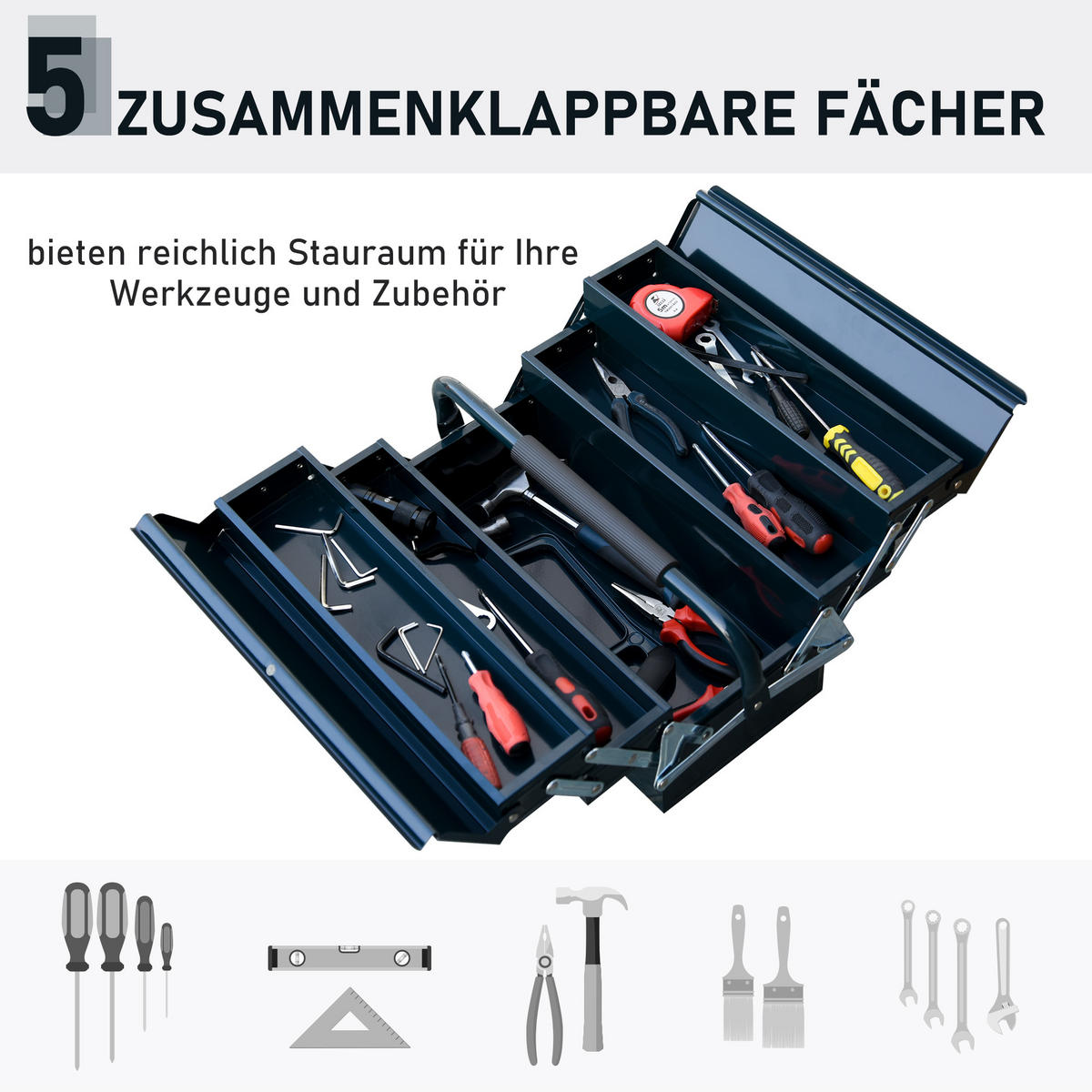 WERKZEUGKOFFER - Dunkelgrün, Metall (21/41/57cm) - DURHAND