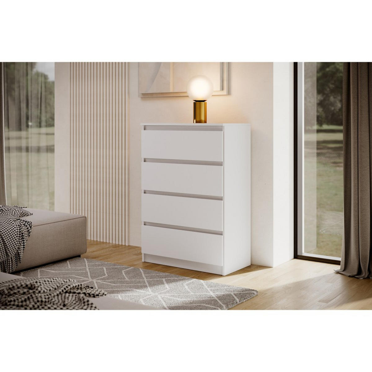 KOMMODE Lemon 70 cm mit vier Schubladen weiß matt - Weiß, Holzwerkstoff (70/102/39cm) - Beautysofa