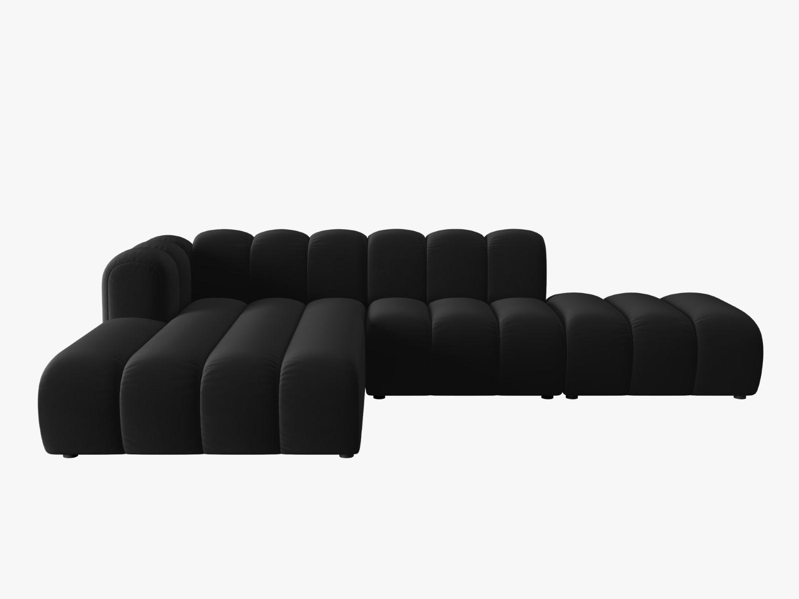 ECKSOFA modular links Lupine aus Samt schwarz 5 Sitzplätze - Schwarz, Textil (177/299cm) - Micadoni