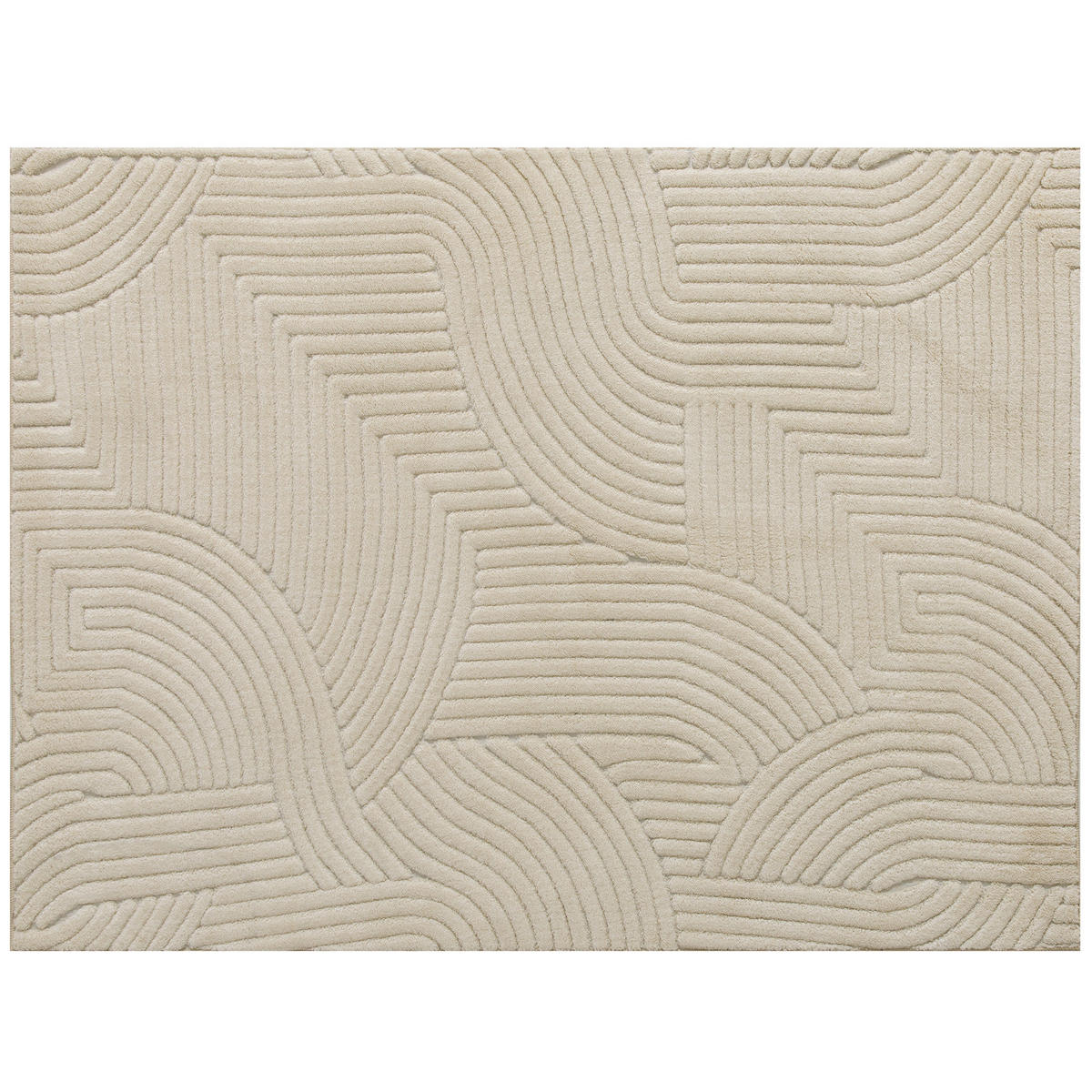 TEPPICH Anti-Rutsch Geometrisch Hochflor Wohnzimmerteppich mit Modern-Design - Creme, Textil (140/200cm) - HOMCOM