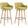 BARHOCKER Grande, 2er Set, Gestell Holz, Stoff Hellgrün - Braun/Grün, Holz/Textil (55/99/46cm) - TPFLiving