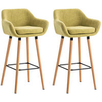 BARHOCKER Grande, 2er Set, Gestell Holz, Stoff Hellgrün - Braun/Grün, Holz/Textil (55/99/46cm) - TPFLiving