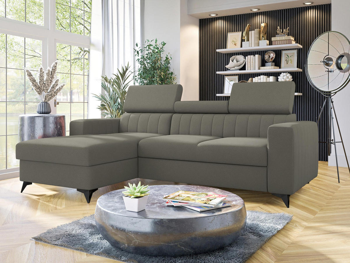 ECKSOFA Milano, Seite: Links LC+2R - Schwarz/Grau, Holz/Textil (236/172cm) - MIRJAN24