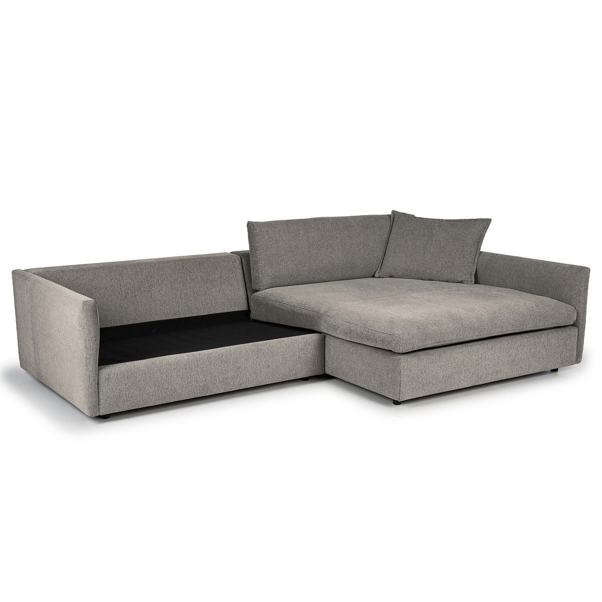 ECKSOFA mit Longchair - Schwarz/Grau, Kunststoff/Textil (290/183cm) - home24