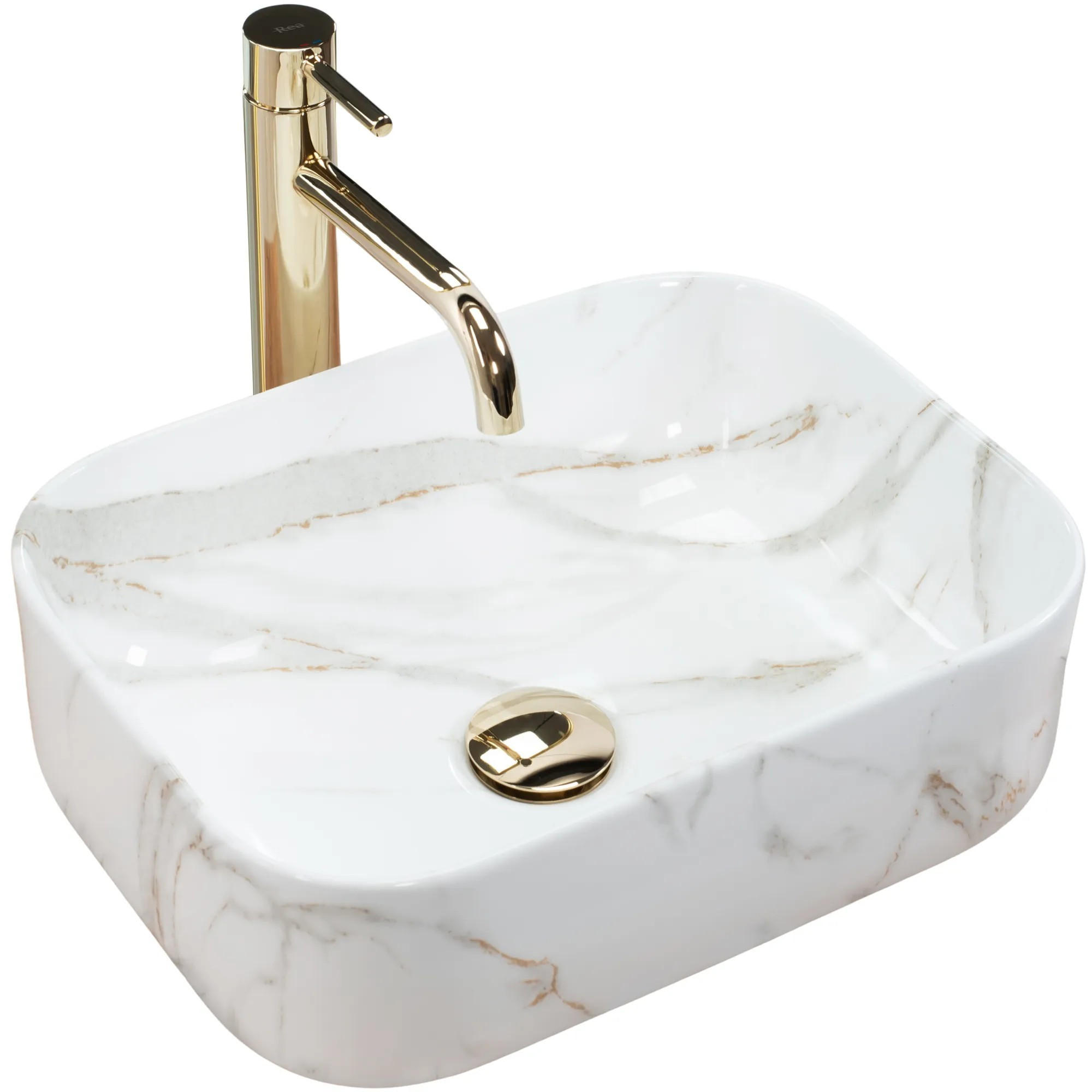 AUFSATZWASCHBECKEN Rea Demi Mini Aiax Shiny - Weiß, Keramik (31/14/40.5cm) - REA