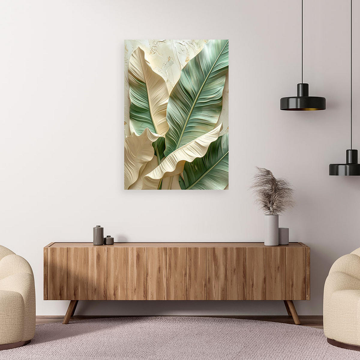 BILD auf Leinwand, Blätter - Grün, Textil (60/90cm) - Feeby