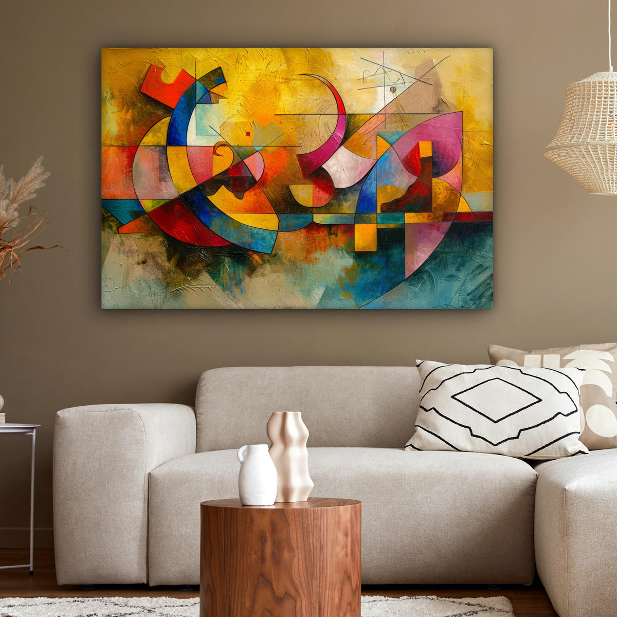 LEINWANDBILD Kunst - Abstrakt - Modern Groß 140x90 cm - Gelb, Textil (140/90cm) - MuchoWow