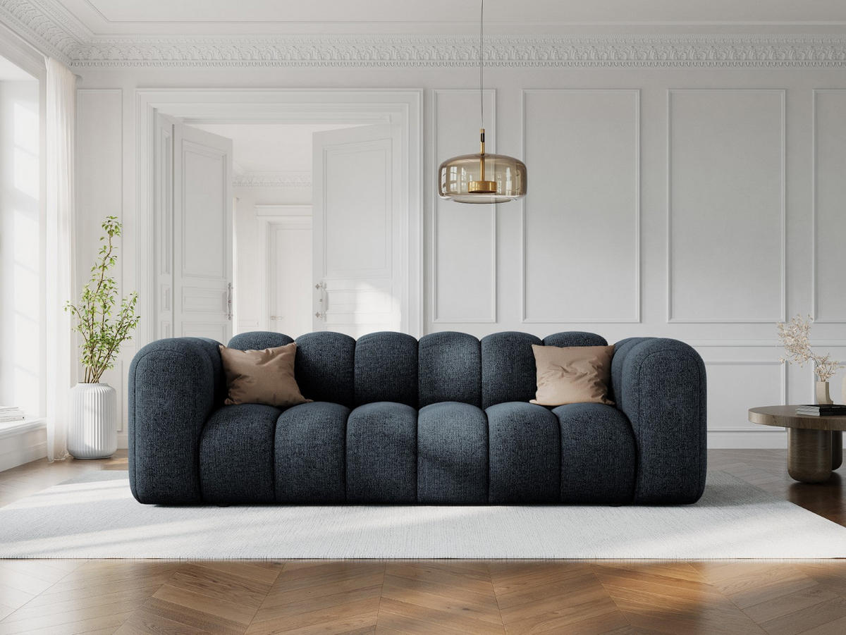 SOFA Lupine aus Chenille-Stoff königsblau 3 Sitzplätze - Dunkelblau, Textil (95/70/230cm) - Micadoni