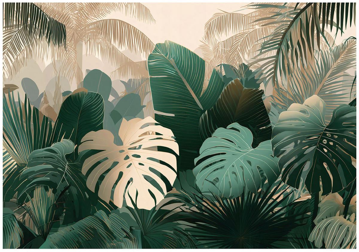 FOTOTAPETE Blätter Dschungel Grün 250x175 cm - Multicolor, Papier (250/175cm) - Wallarena