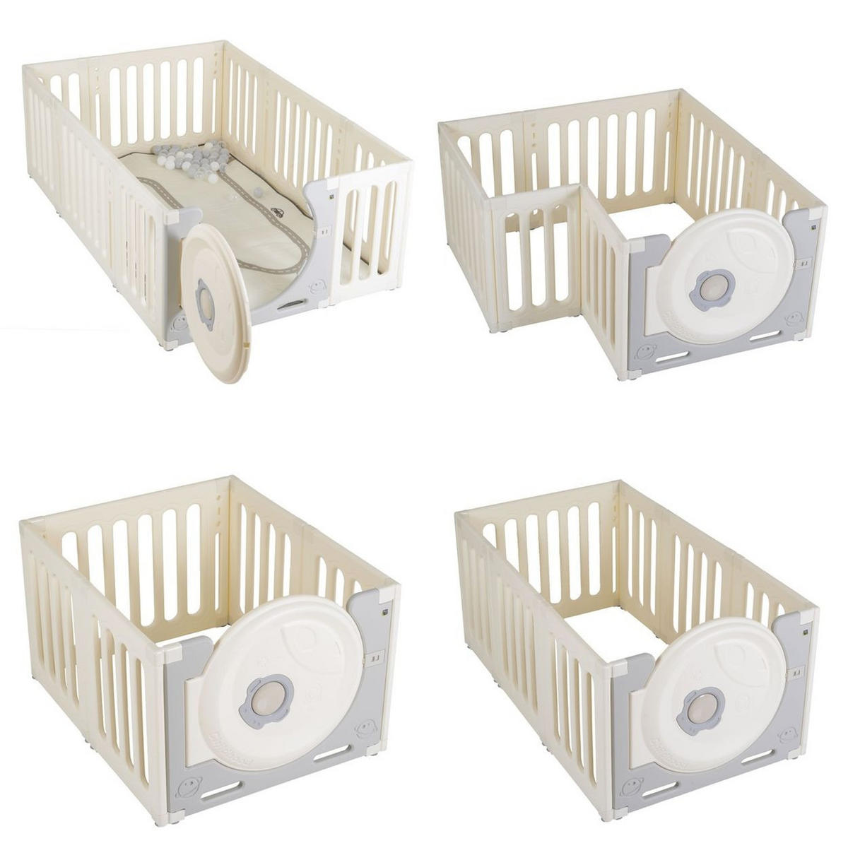 LAUFSTALL Cubby Land beige 180 x 114 cm, Laufgitter, Spielmatte, 50 Bälle, Tür, einfache Montage - Beige, Kunststoff (114/63/180cm) - Moni