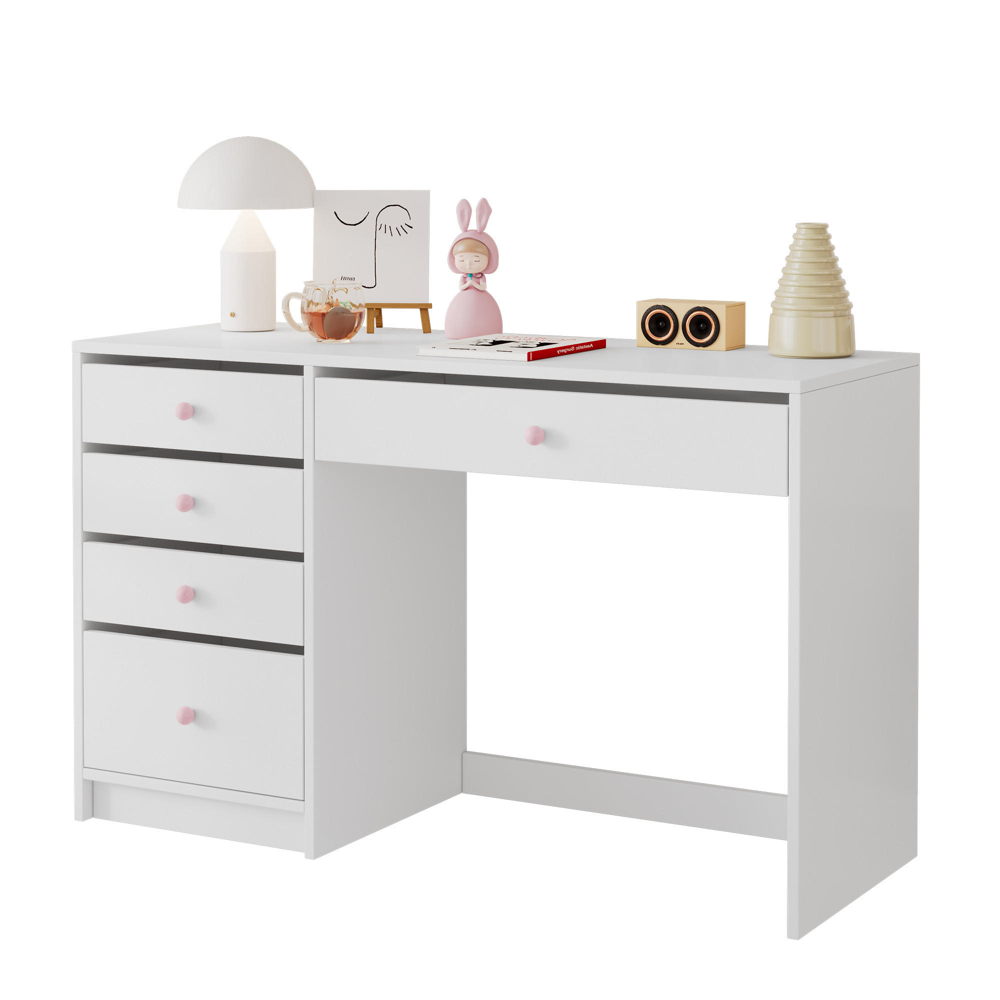 SCHREIBTISCH in Weiß schlichter Kinderschreibtisch mit Schubläden für jedes Alter geeignet, B120/T45/H74cm - Weiß, Keramik/Holzwerkstoff (45/120/74cm) - STILVORA