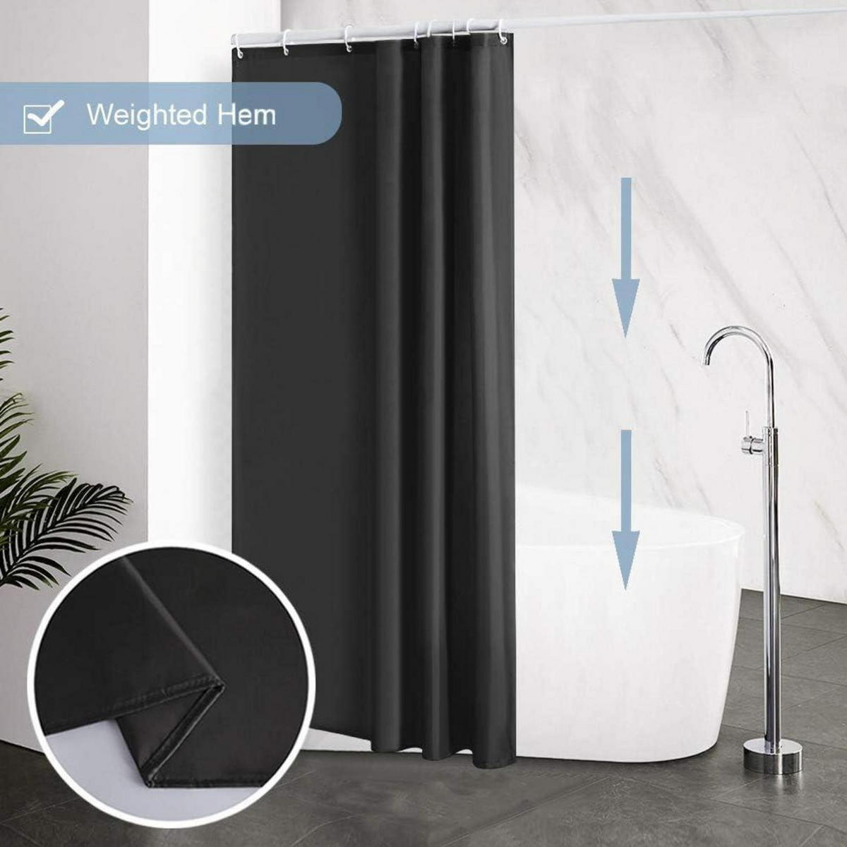 DUSCHVORHANG Polyester Schwarz 120 x 180 cm - Schwarz, Textil (120/180cm)