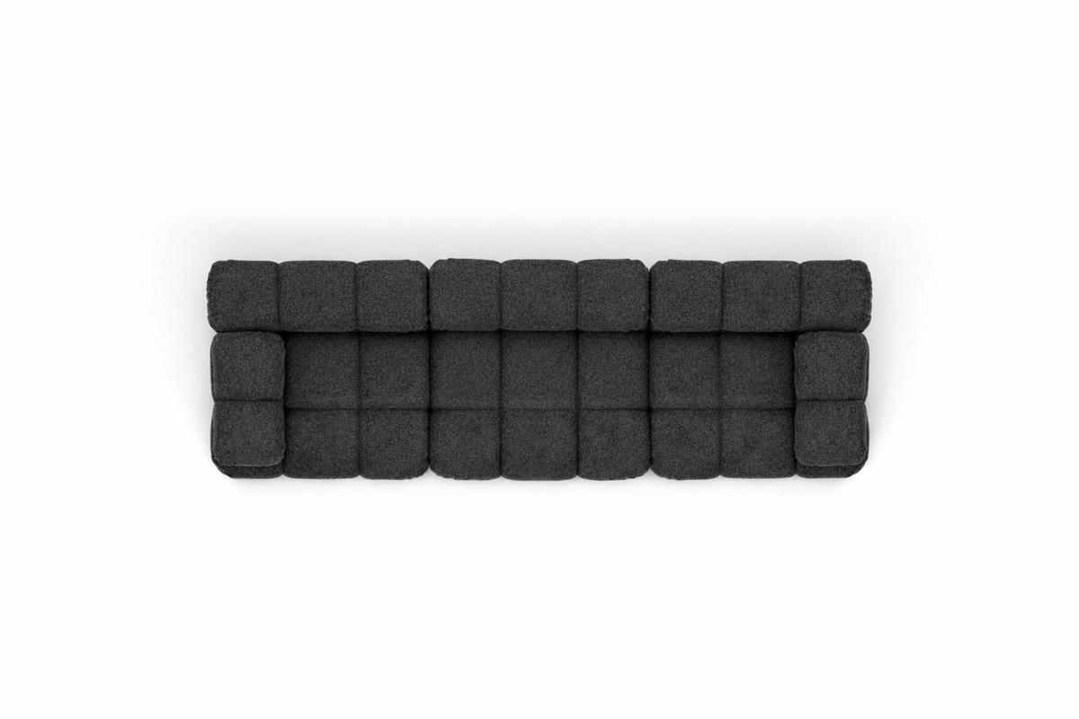 COUCH, 3-Sitzer Modular, Bouclé-Stoff Abriamo, Graphit, Selia - Graphitfarben, Holz (285/70/95cm) - Kaiser Möbel