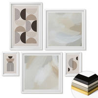 WANDBILDER 5er-Set - 50x50 cm & 20x30 cm & 40x60 cm Weißer Rahmen - Abstrakte geometrische Muster - Weiß, Kunststoff (40/60cm) - ArtPrintCave