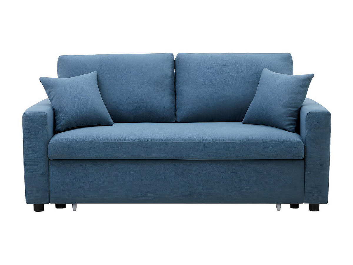 SCHLAFSOFA 3-Sitzer - Stoff - Blau - INIZOR - Blau, Textil (168/85/101cm) - Vente-Unique