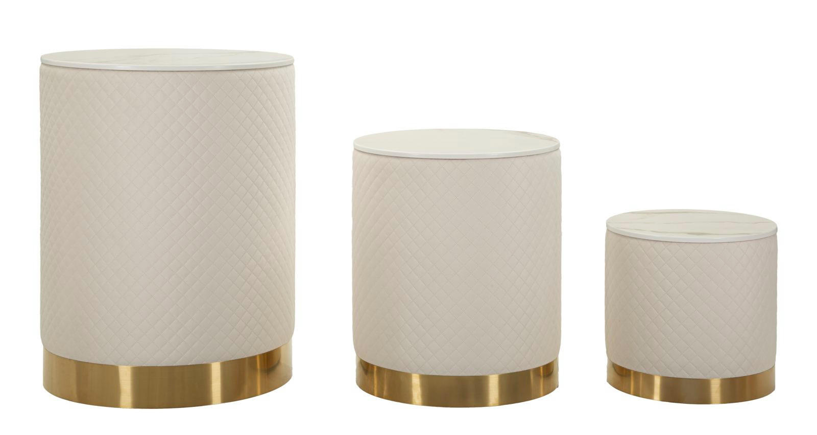 Mauro Ferretti Beistelltische Creme, Gold 60x80x60 cm