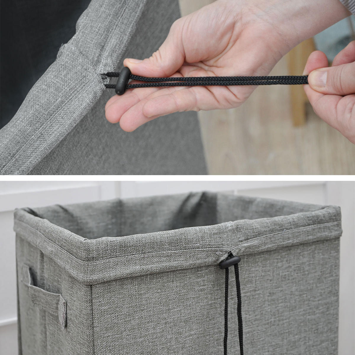 WÄSCHEKORB mit Wäschesack 30/30/60 cm Hellgrau - Grau, Kunststoff (30/60/30cm) - Dunedesign