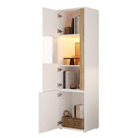 VITRINE 50/40/179 cm aus Spanplatte und Acryl mit LED-Beleuchtung Weiß/Natur - Naturfarben, Holzwerkstoff (50/179/40cm) - Modenvie