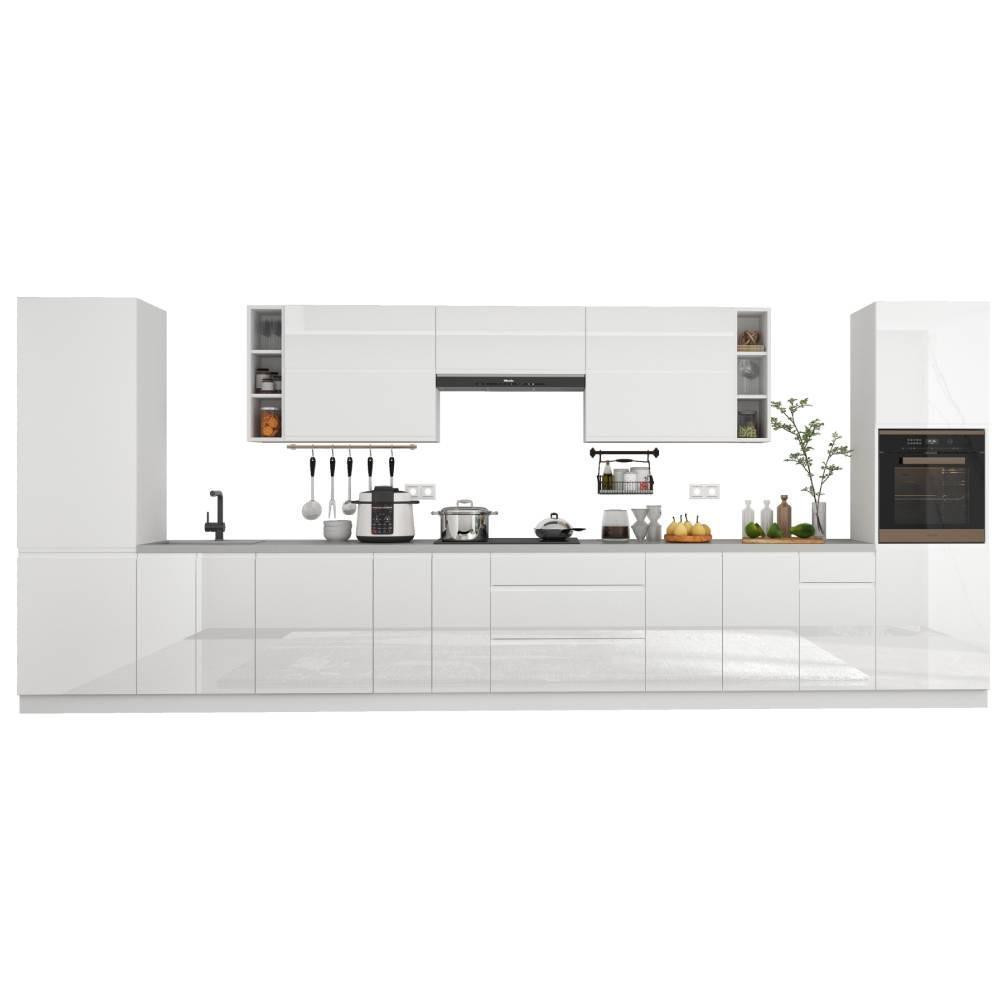 KÜCHENZEILE 500 cm – Aspen KA2-M500 - in Weiß/Hochglanz - Weiß Hochglanz, Holz (500/212/58cm)