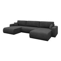 SEDACÍ SOUPRAVA DO U s funkcí spaní a úložným prostorem BERY-U 377x193x88 tmavě šedá velur - černá/antracitová, kompozitní dřevo/textil (377/88/193cm) - ALTDECOR