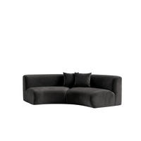 SOFA Round, Velvet-Stoff Bluvel, Schwarz, GRETA - Schwarz, Holz (294/70/89cm) - Kaiser Möbel